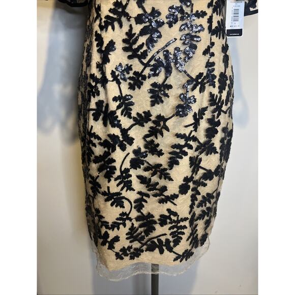 NWT Stunning Dress By Shani Tan With Sheer Overlay Black Sequin Appliqués Size 8 - Picture 4 of 11